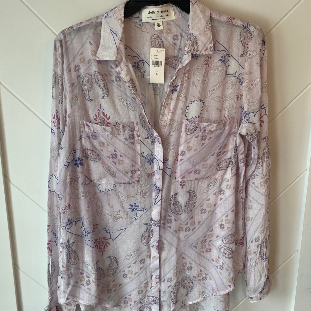 NWT Anthropologie Cloth & Stone Sheer Blouse